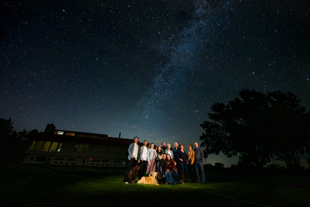 family photos with milky way and stars